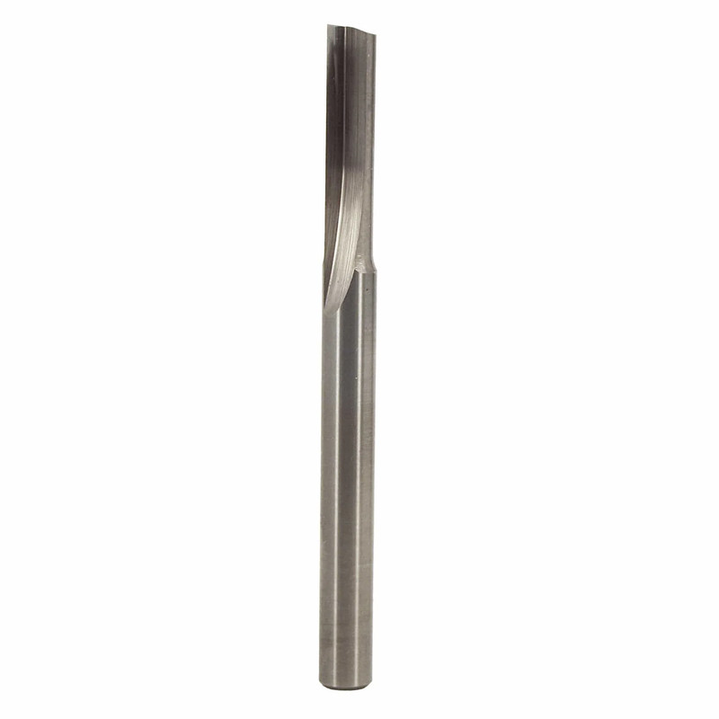 Single Flute Straight Router Bit - Solid Carbide - 1/4" SH - Diameter:1/4" - Cutting Length:1" - Overall Length:3"